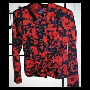 Jones New York Red & Black Floral Jacket Size 12